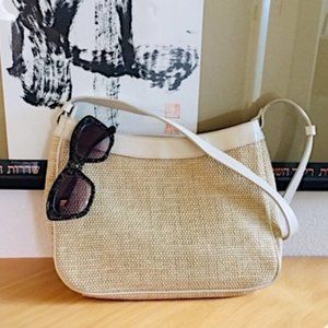 💗 Etienne Aigner Jute & Leather Shoulder Bag